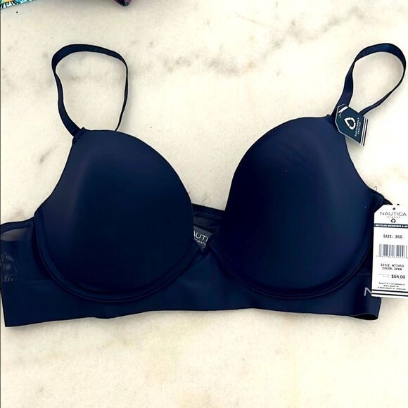Nautica Women's Navy Bra Sustainably Crafted Recycled Microfiber/Mesh SZ 36C NWT - Picture 1 of 8